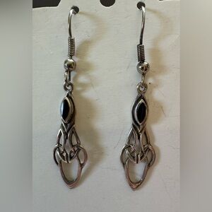 Women’s Silver 925 Celtic Earrings with Black Onyx